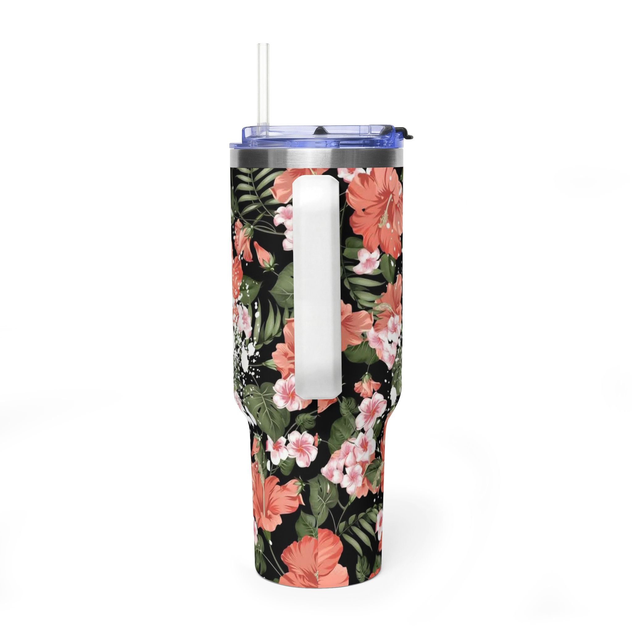 40oz Floral "Momlife" Vacuum Tumbler – Insulated Travel Mug with Straw