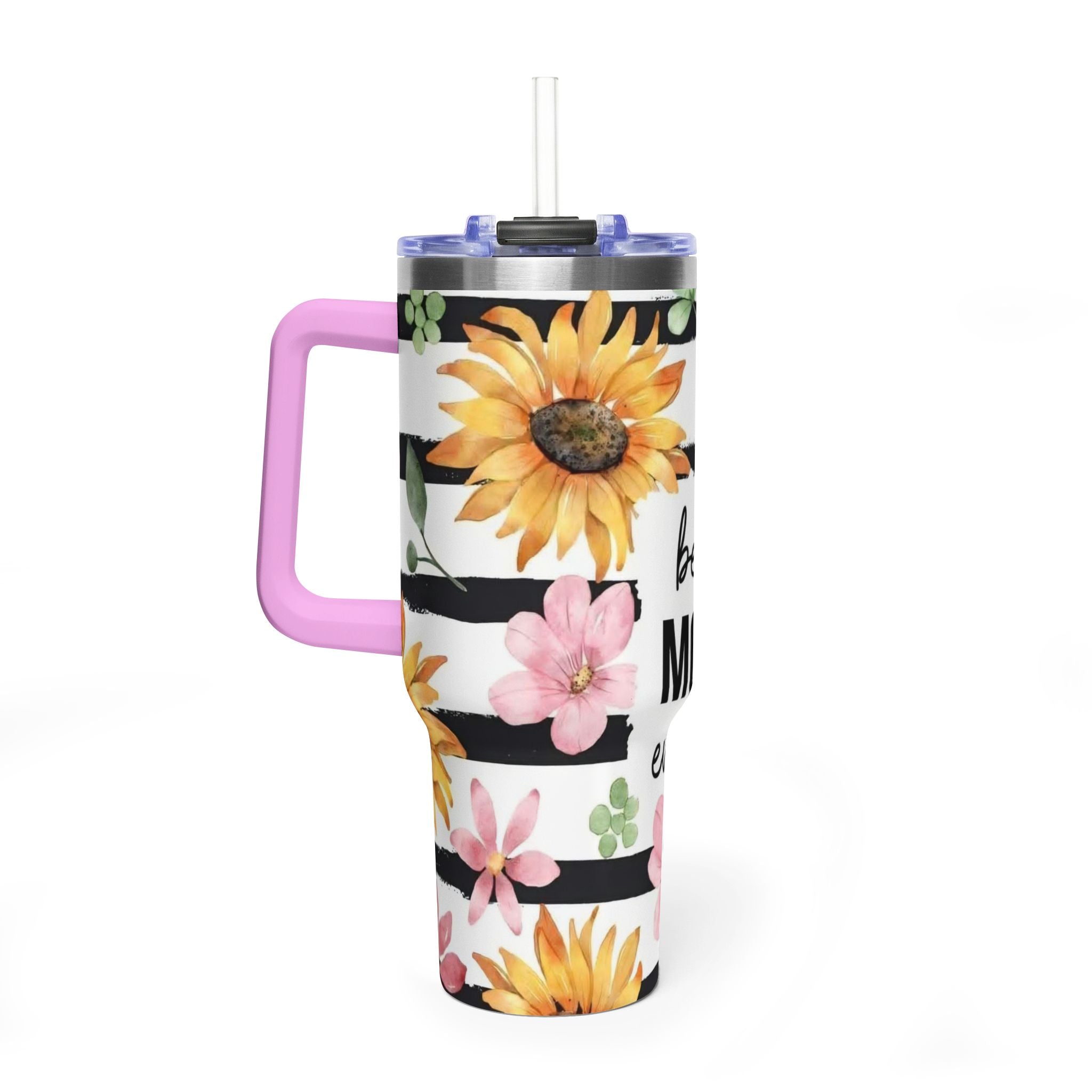 Best Mom Ever 40oz Vacuum Tumbler – Floral Sunflower Travel Cup