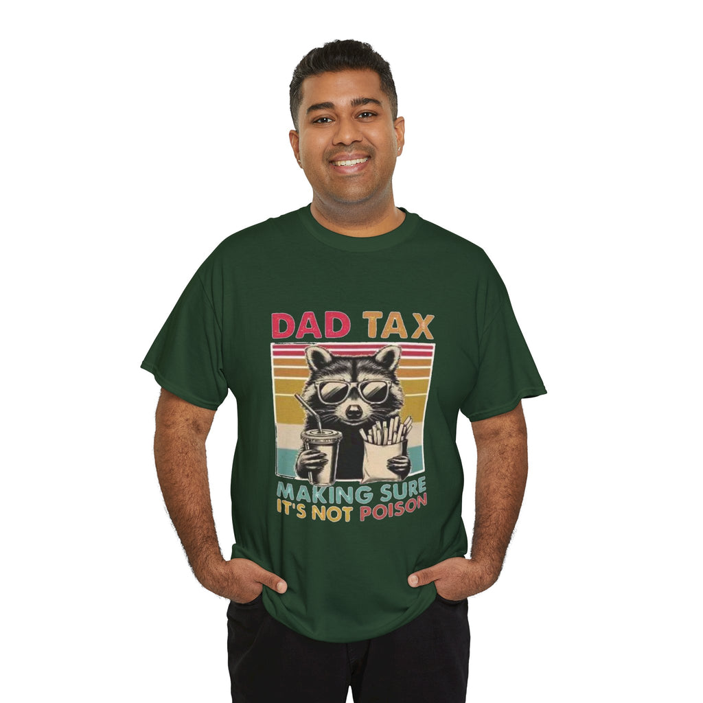Dad Tax T‑Shirt – Retro Raccoon “Making Sure It’s Not Poison” Funny Father’s Day Tee