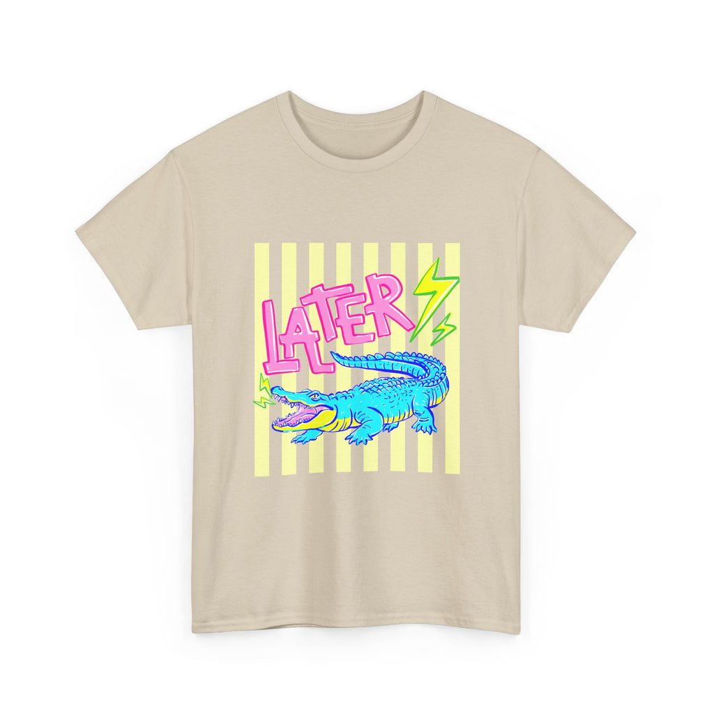 Later Gator Graphic Tee - Neon Retro Alligator Shirt