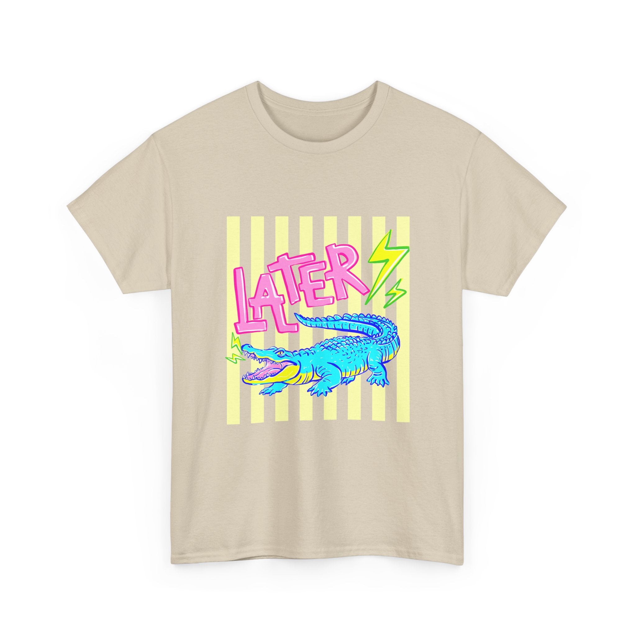 Later Gator Graphic Tee - Neon Retro Alligator Shirt