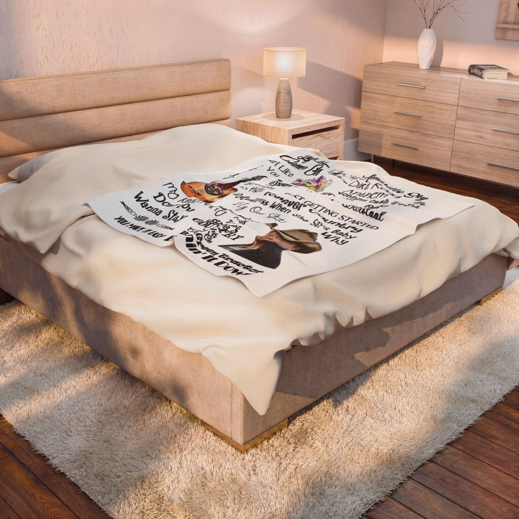 Country Music Lyric Velveteen Plush Blanket