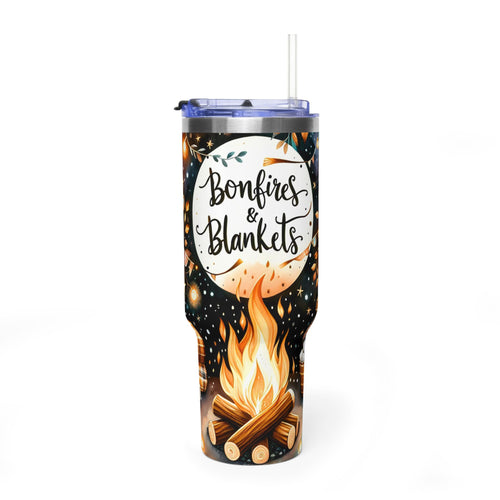 40oz Tumbler - Bonfires & Blankets Camping Travel Mug, Insulated Vacuum Thermal Cup