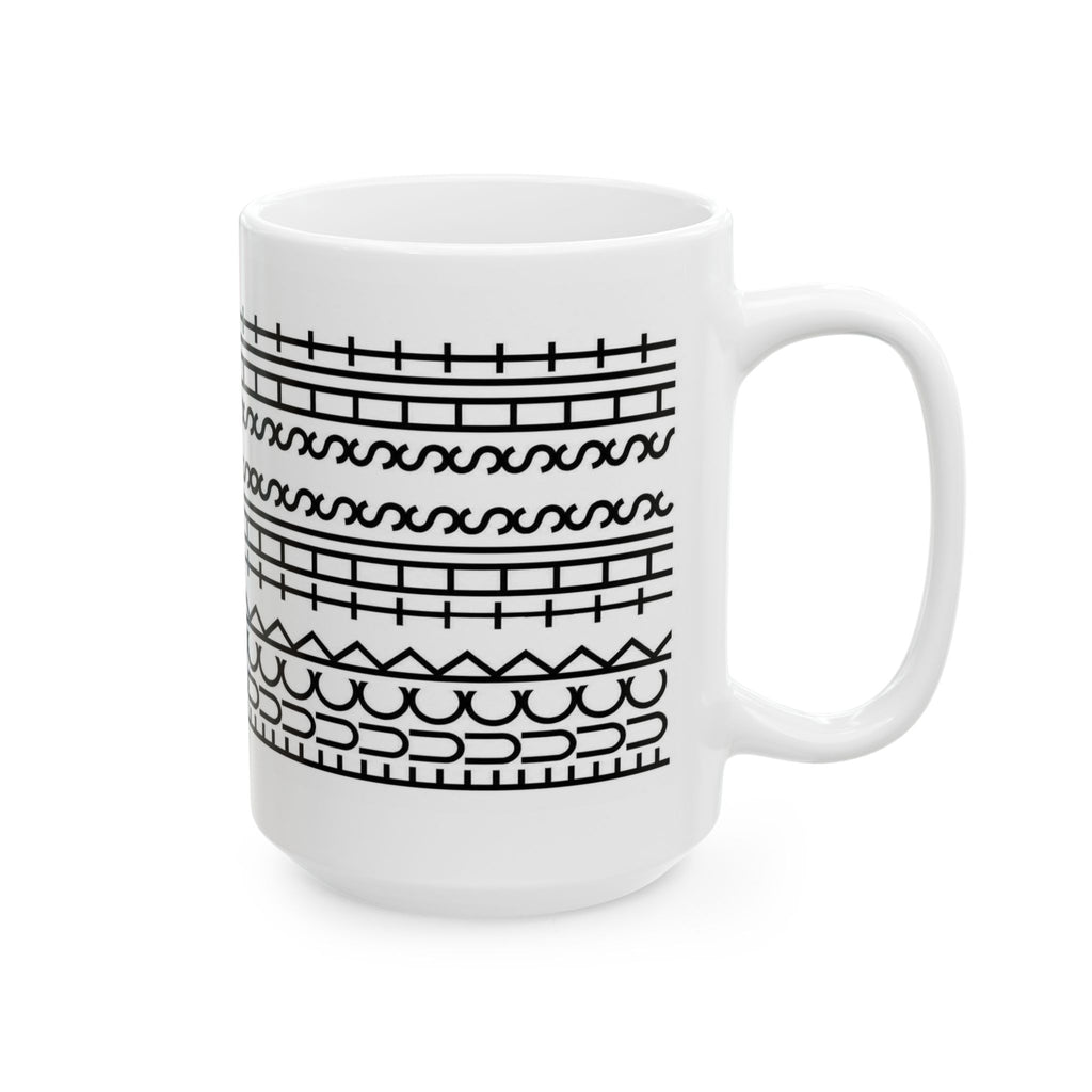 Black Tribal Line Pattern Ceramic Mug (11oz, 15oz)