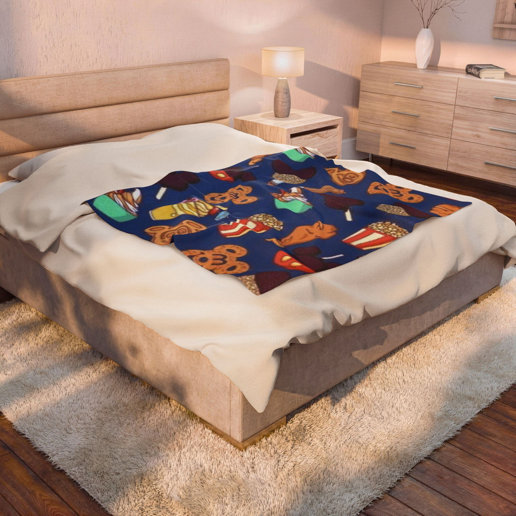 Plush Blanket — Theme Park Snacks Pattern Velveteen Throw