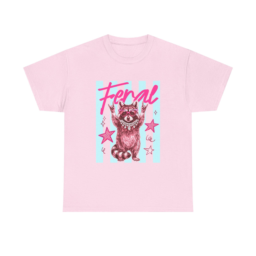 Feral Raccoon Graphic Tee - Retro Pink & Aqua Vintage Animal T-Shirt