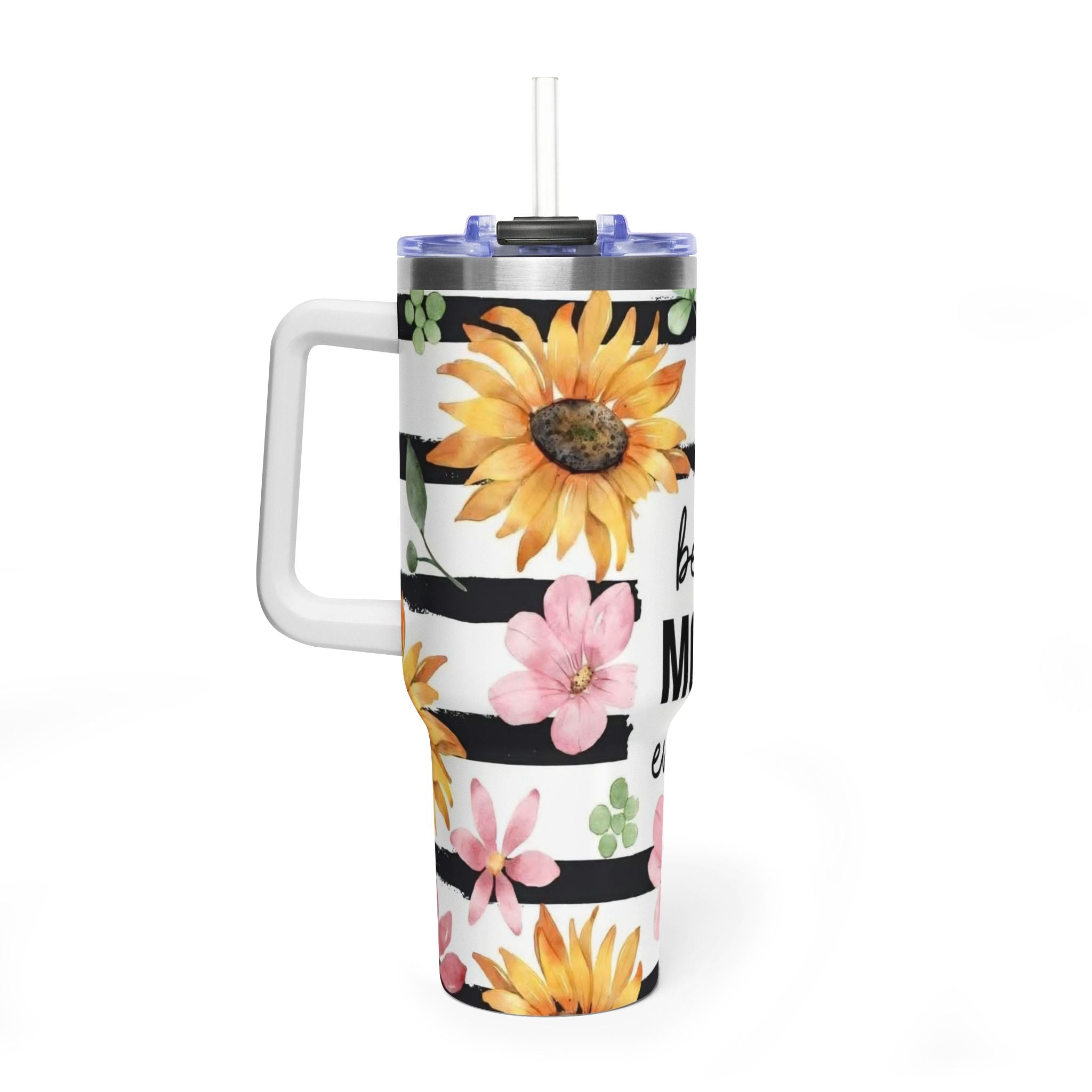 Best Mom Ever 40oz Vacuum Tumbler – Floral Sunflower Travel Cup