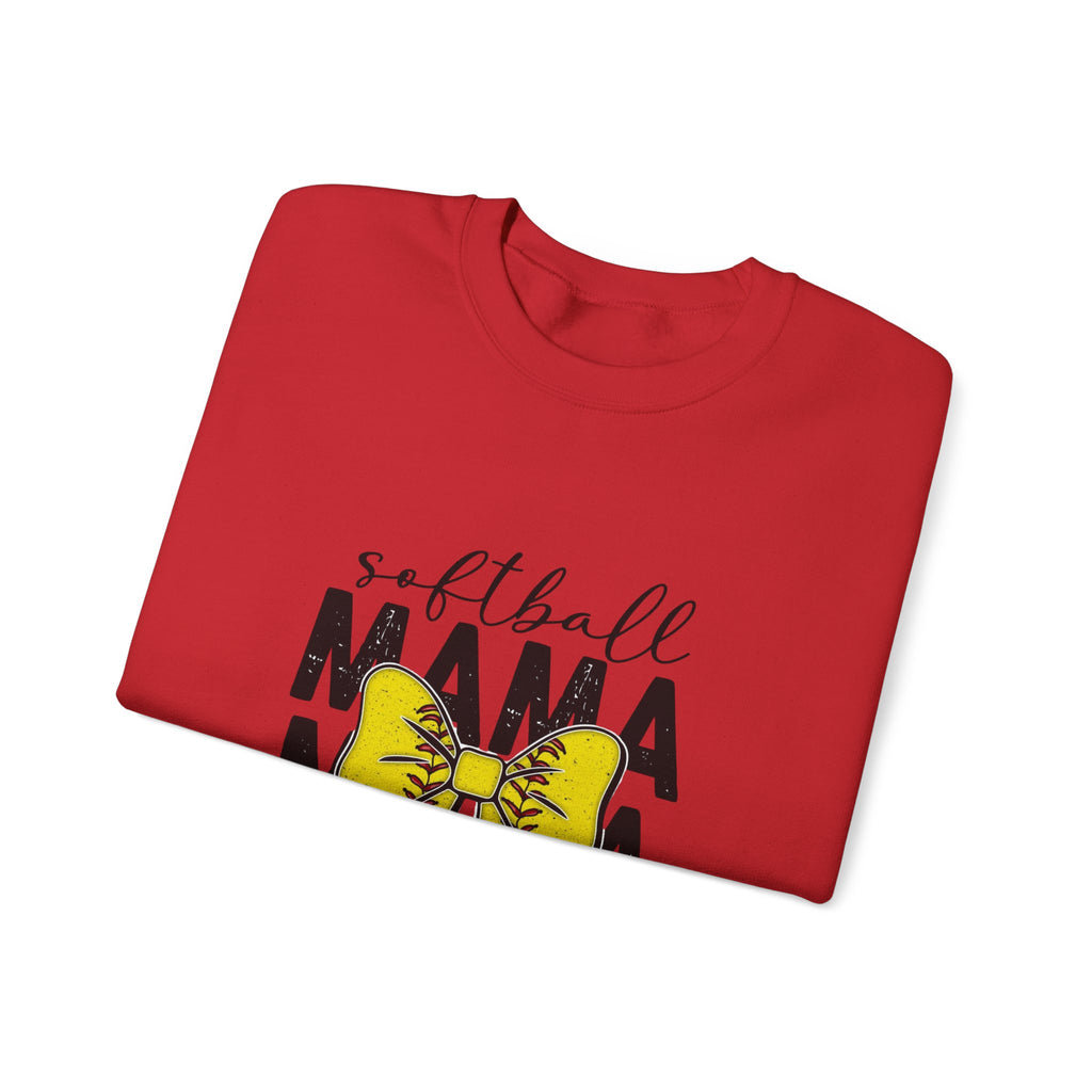 Softball Mama Crewneck Sweatshirt - Yellow Bow Softball Mom Pullover