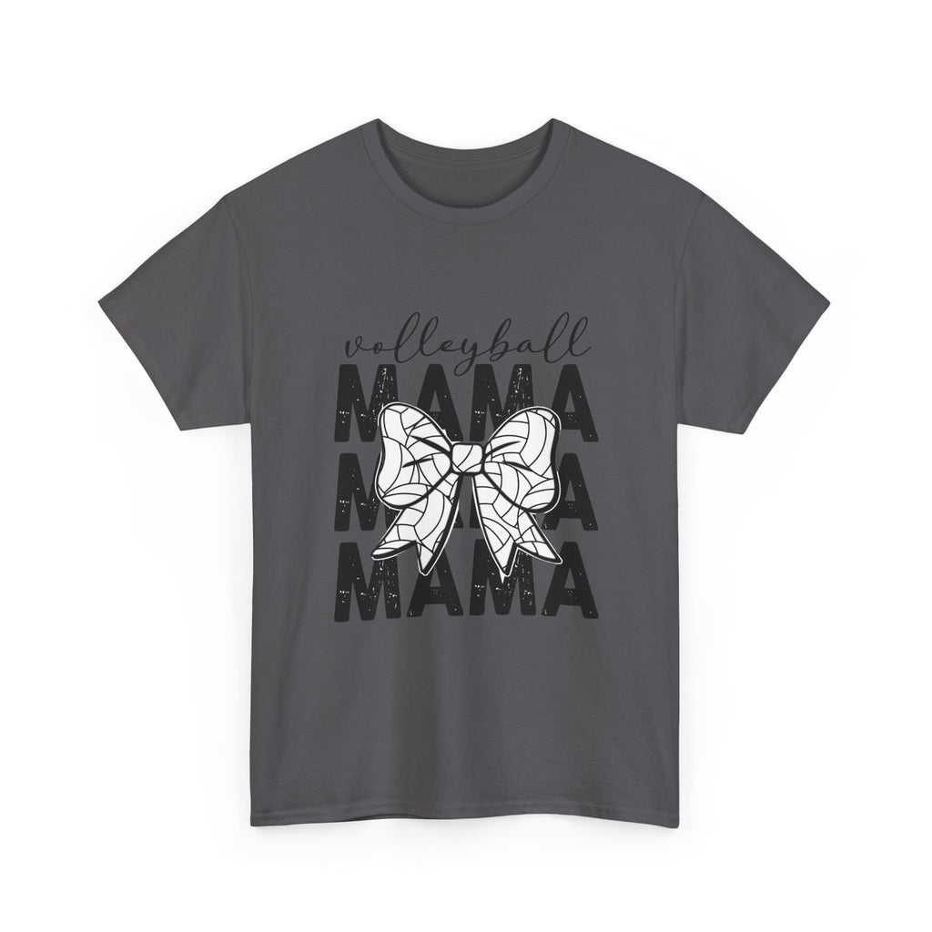 Volleyball Mama T-Shirt — Sporty Mom Graphic Tee with Volleyball Bow