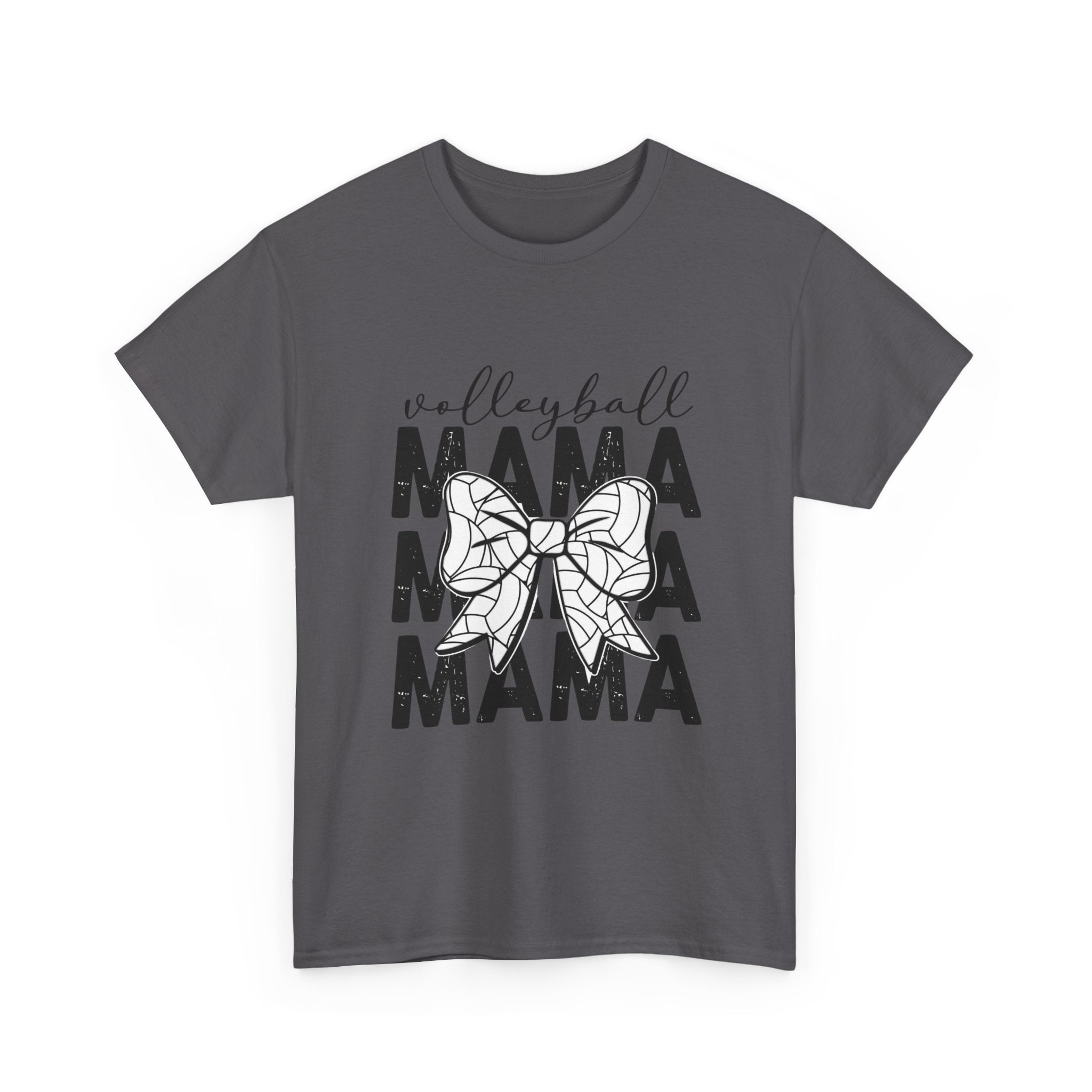 Volleyball Mama T-Shirt — Sporty Mom Graphic Tee with Volleyball Bow