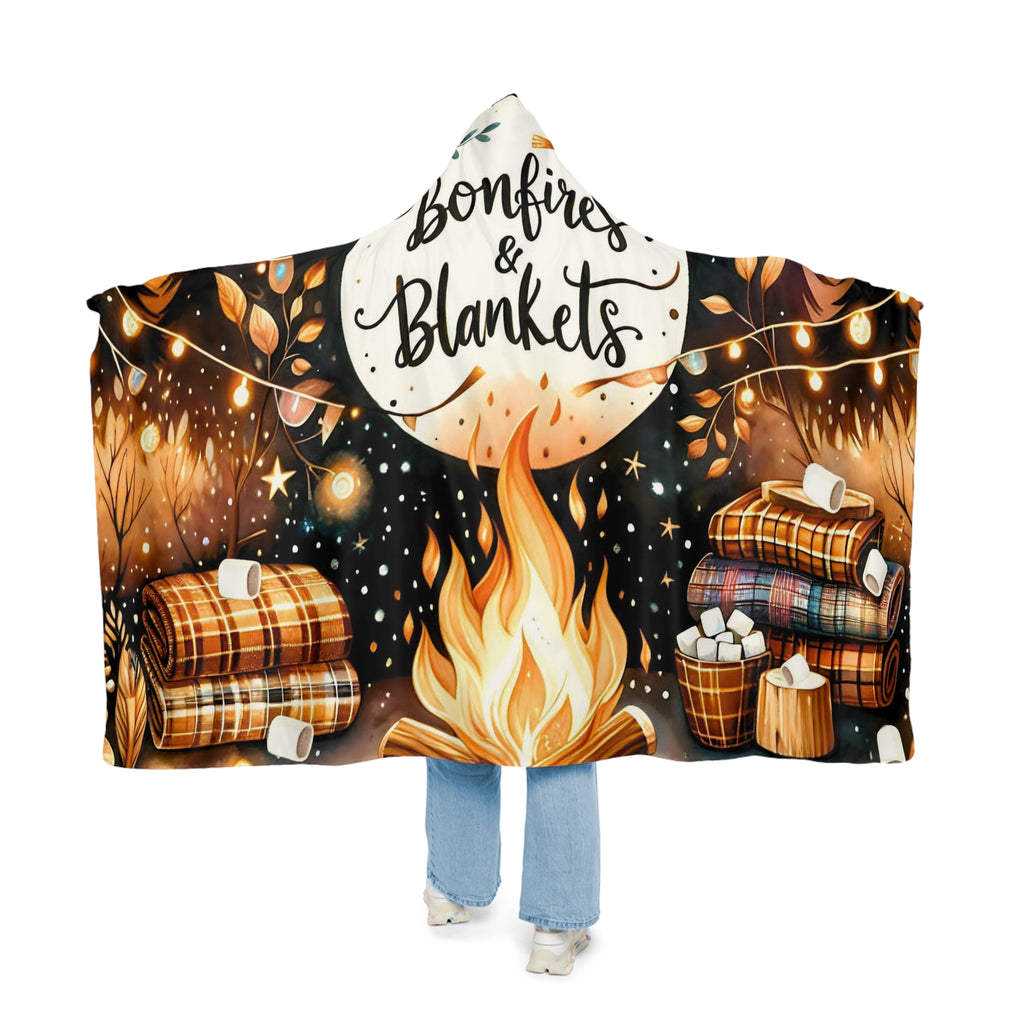 Bonfires & Blankets Hooded Blanket — Cozy Autumn Campfire Throw
