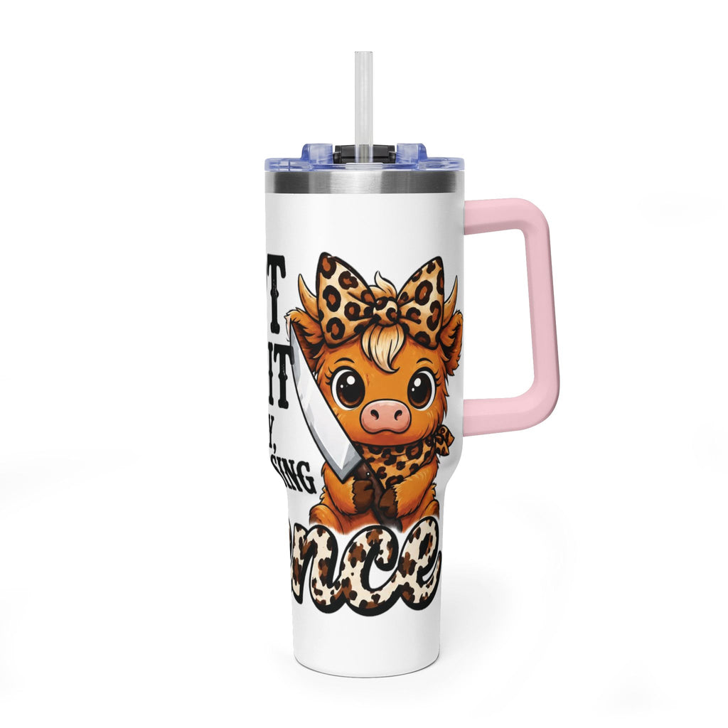 40oz Insulated Tumbler – "I Slept Like Shit So Today Will Be Chaos" Leopard Accent