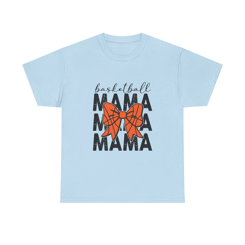 Basketball Mama T-Shirt — 'Basketball' Script with Orange Bow Design