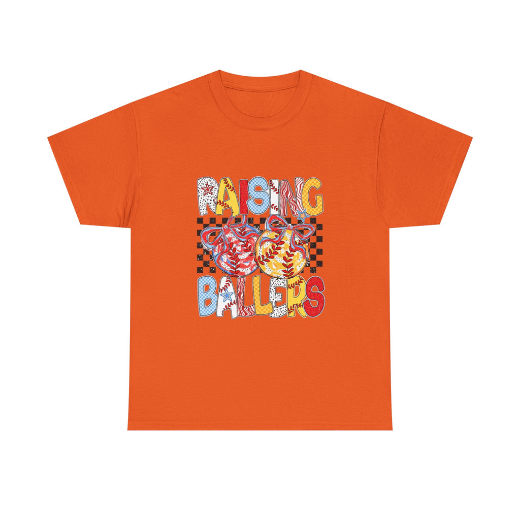 Raising Ballers Kids Tee — Colorful Checkered Lollipop Basketball Design