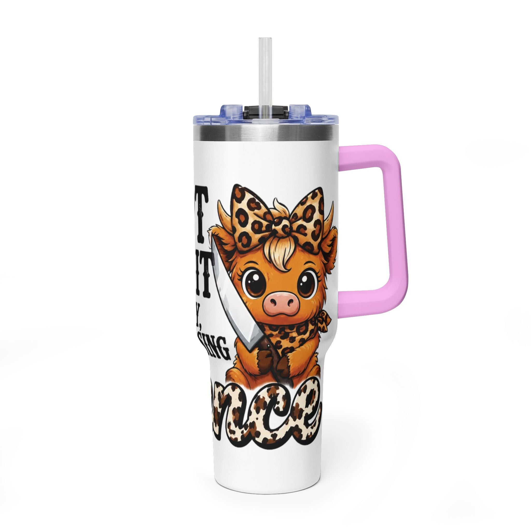 40oz Insulated Tumbler – "I Slept Like Shit So Today Will Be Chaos" Leopard Accent