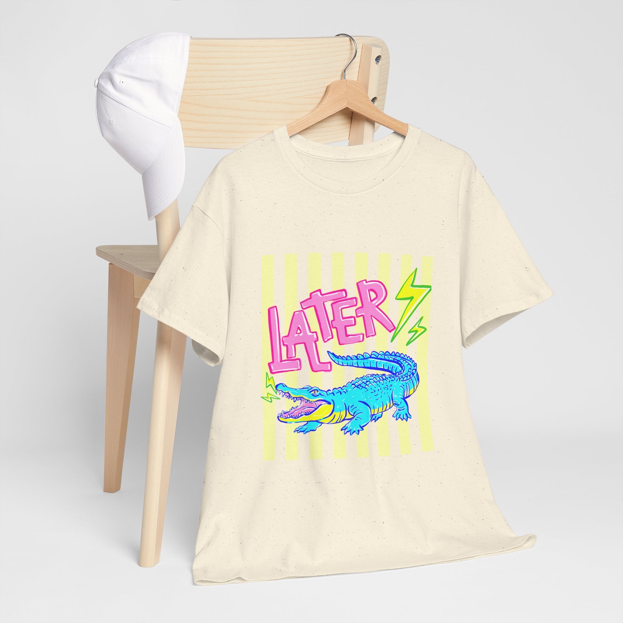 Later Gator Graphic Tee - Neon Retro Alligator Shirt