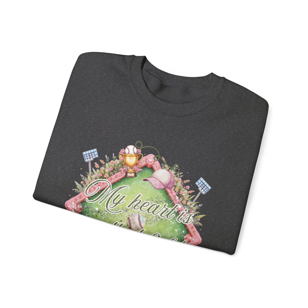 Baseball Field Floral Sweatshirt — “My heart’s on that field” Crewneck