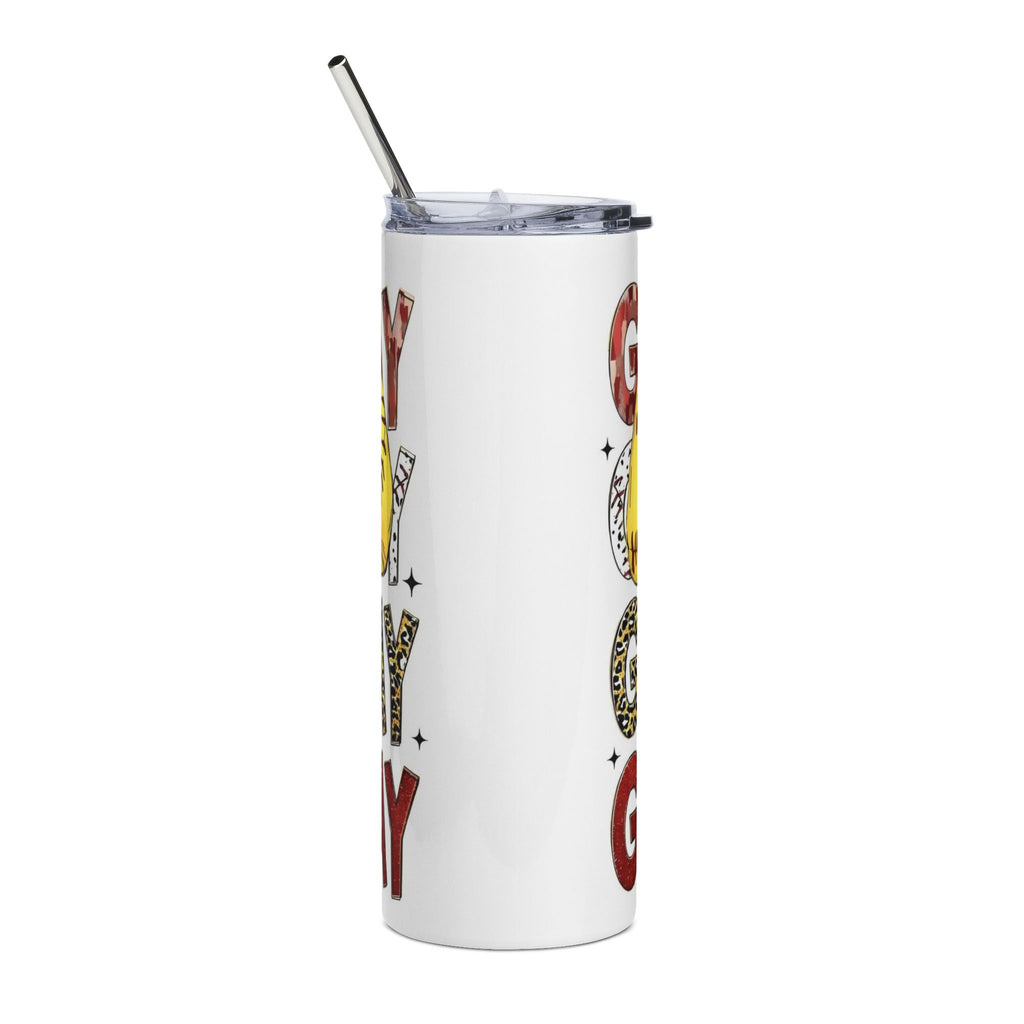 Softball Mama 20oz Stainless Steel Tumbler — Yellow Softball Bow Design