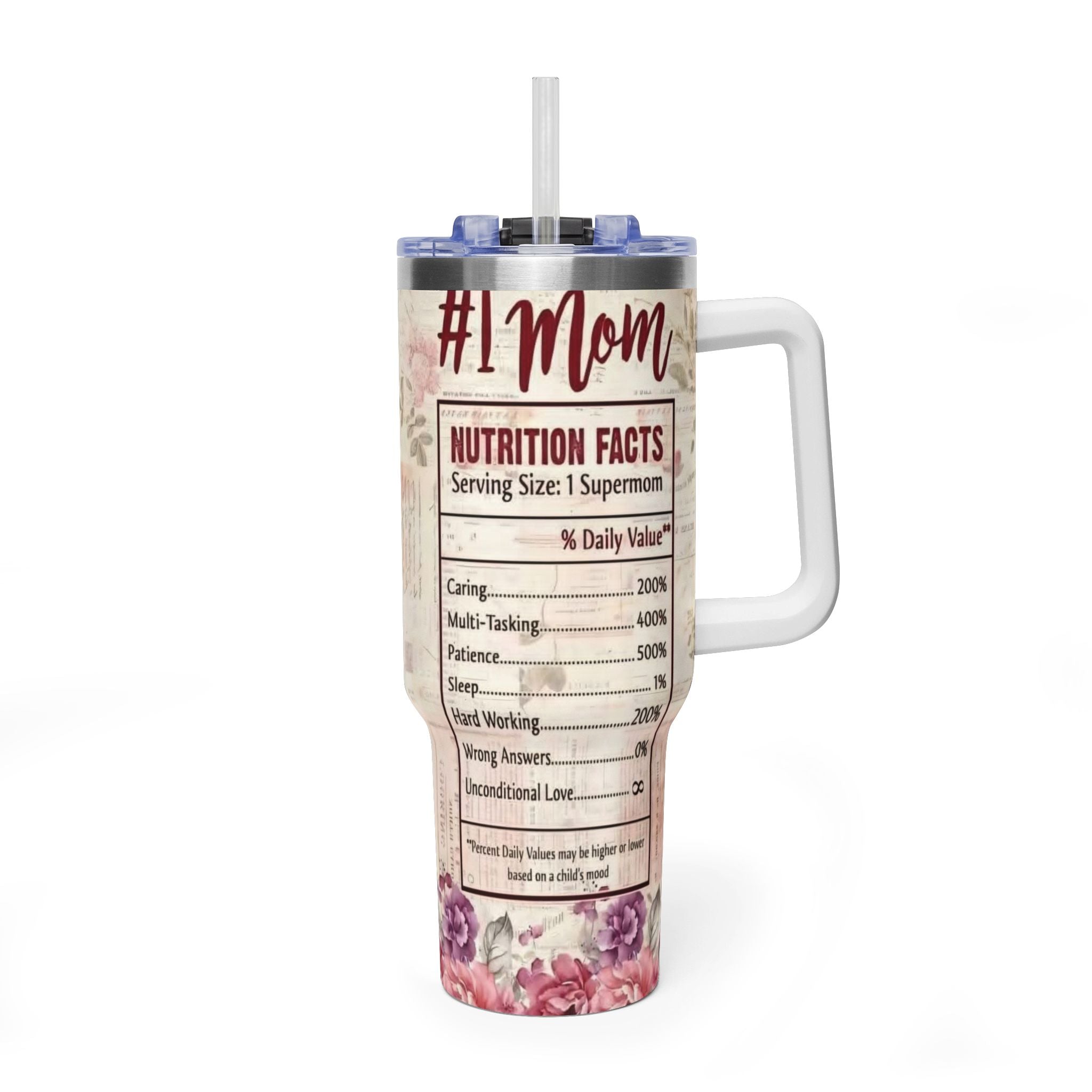40oz Mom Life Vacuum Tumbler – Floral Momlife Travel Mug