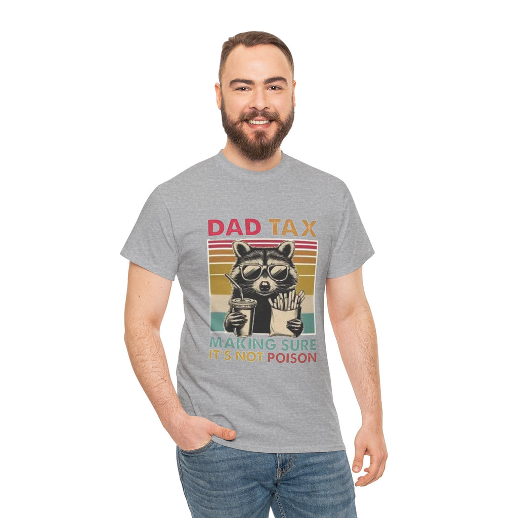 Dad Tax T‑Shirt – Retro Raccoon “Making Sure It’s Not Poison” Funny Father’s Day Tee