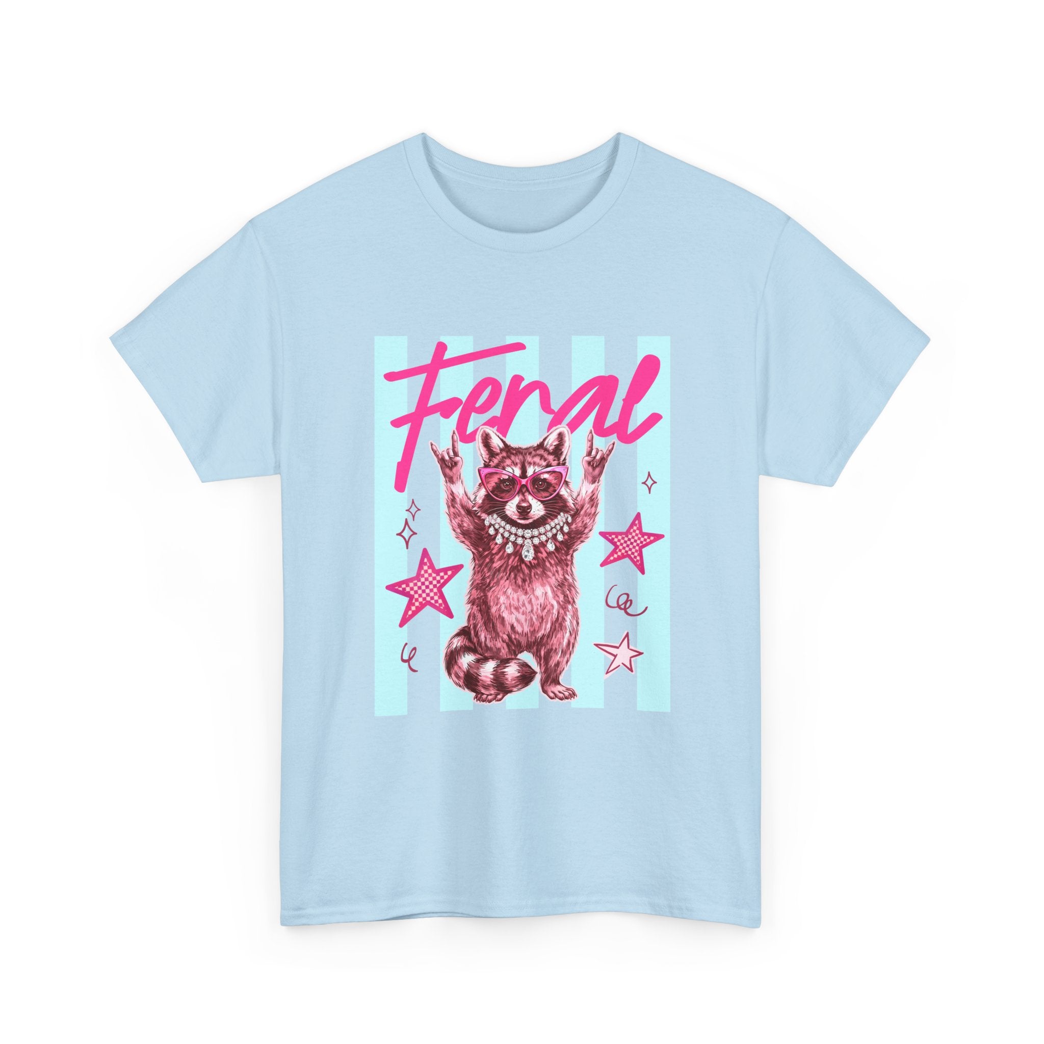 Feral Raccoon Graphic Tee - Retro Pink & Aqua Vintage Animal T-Shirt