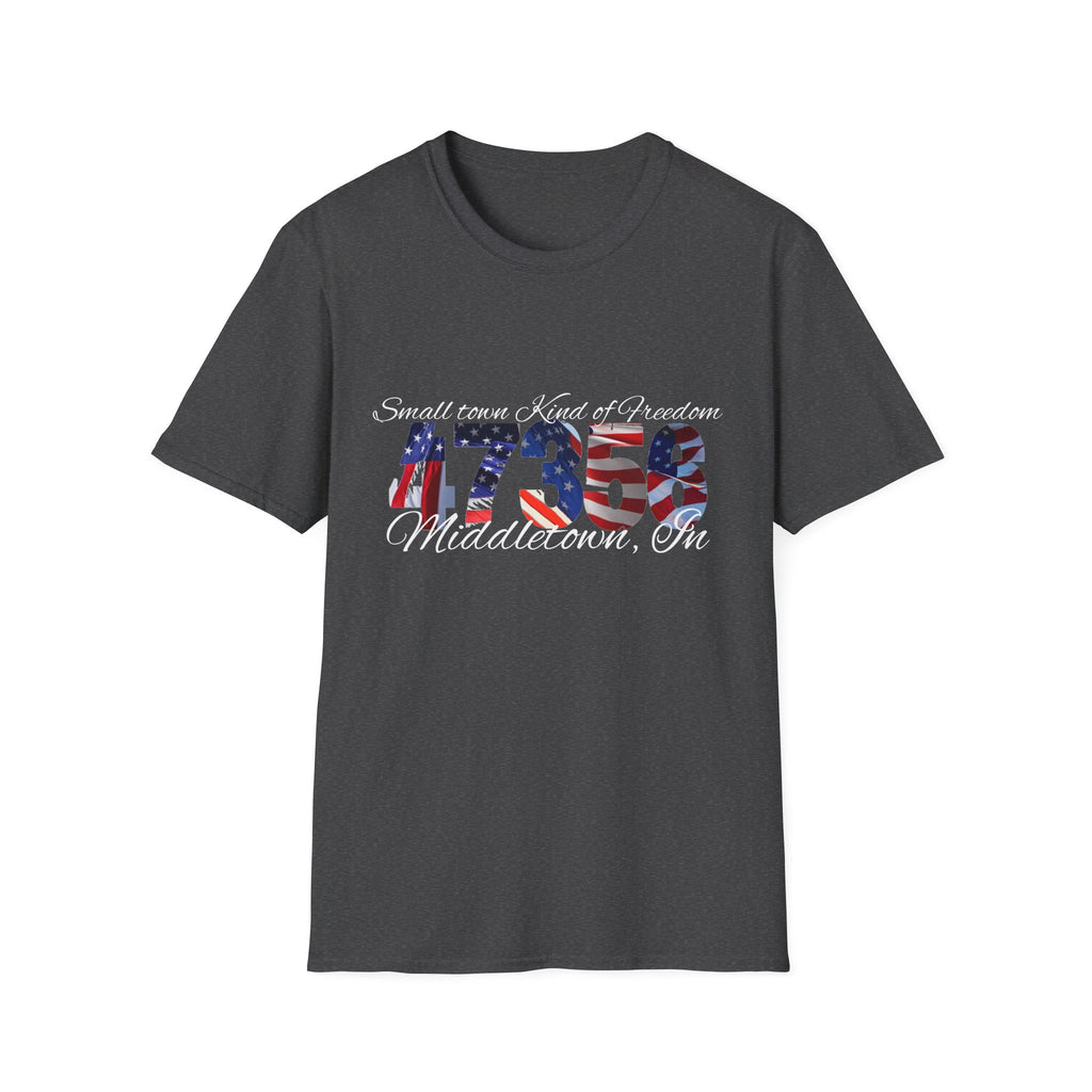 4th of July USA Flag T-Shirt — "Small town. Kind of freedom. Middletown, IN" Patriotic Tee