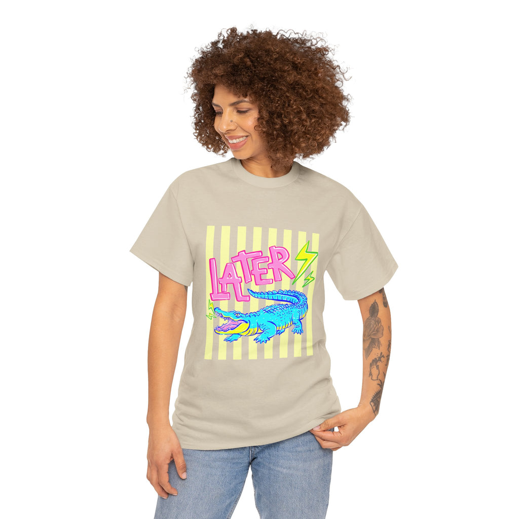 Later Gator Graphic Tee - Neon Retro Alligator Shirt