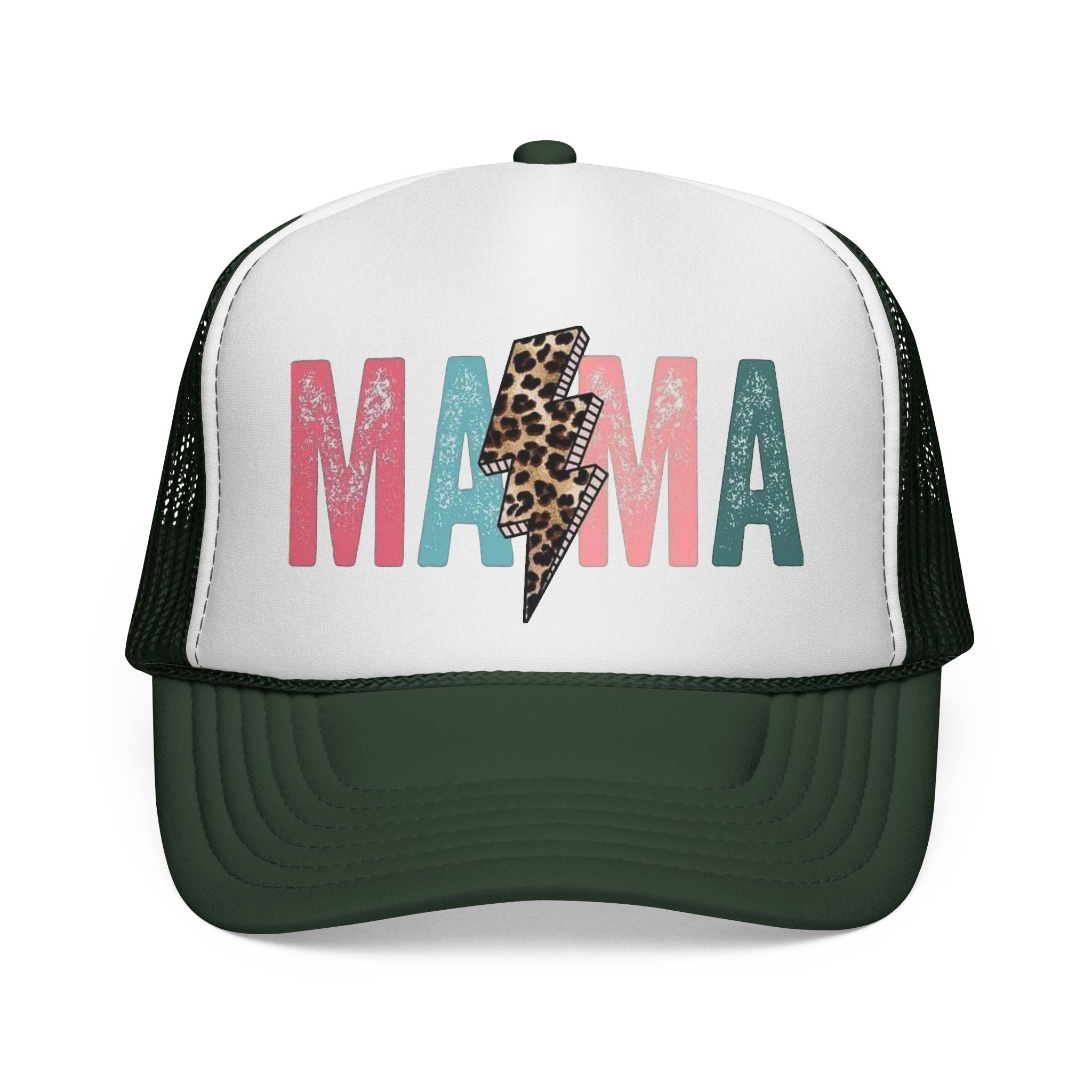 Mama Lightning Bolt Trucker Cap | Leopard Print Mama Hat