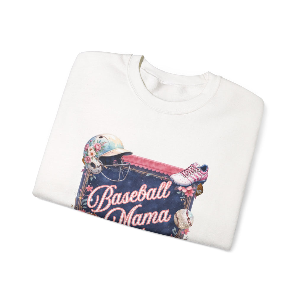 Baseball Mama Sweatshirt — Floral Helmet & Glove Crewneck for Moms