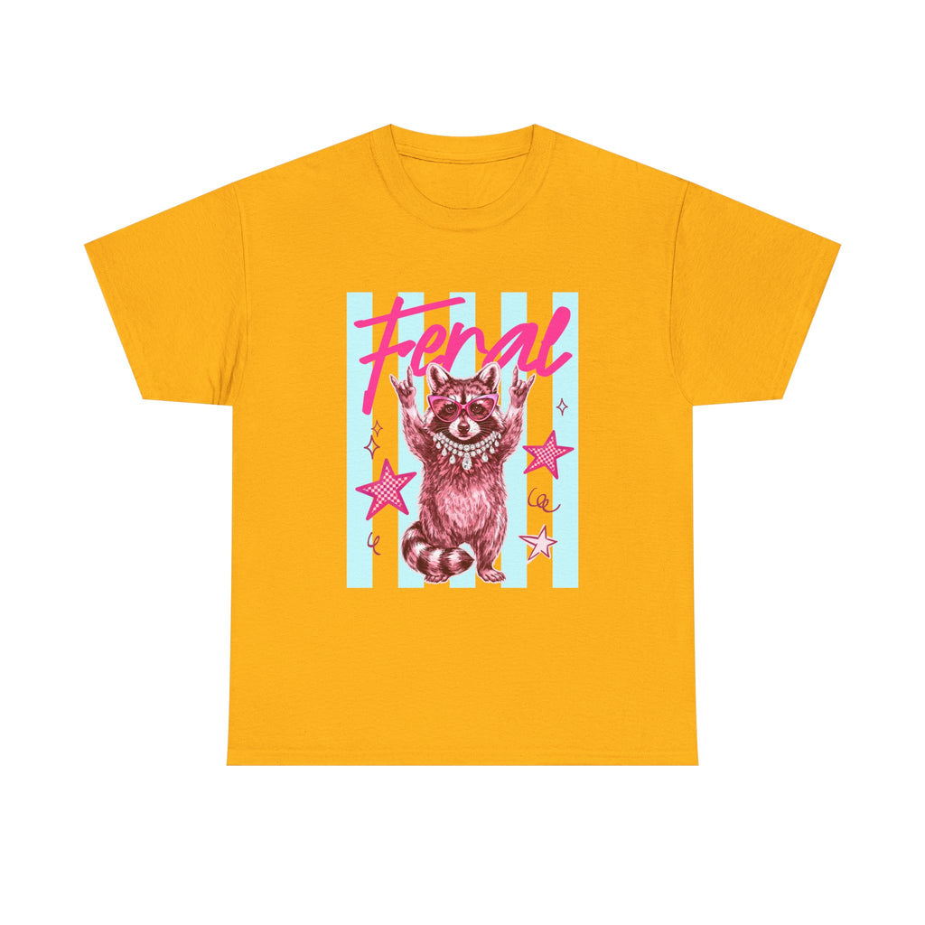 Feral Raccoon Graphic Tee - Retro Pink & Aqua Vintage Animal T-Shirt