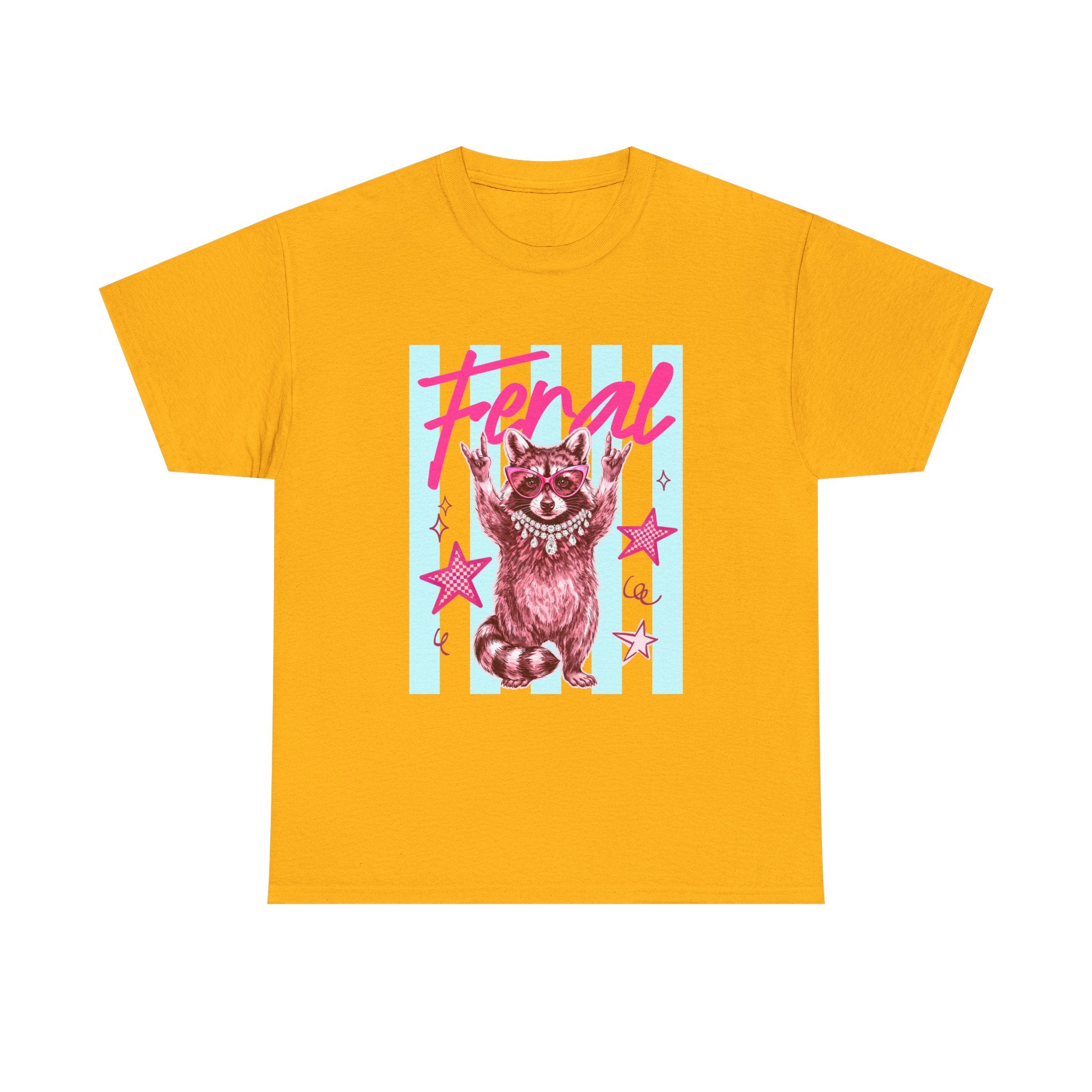 Feral Raccoon Graphic Tee - Retro Pink & Aqua Vintage Animal T-Shirt