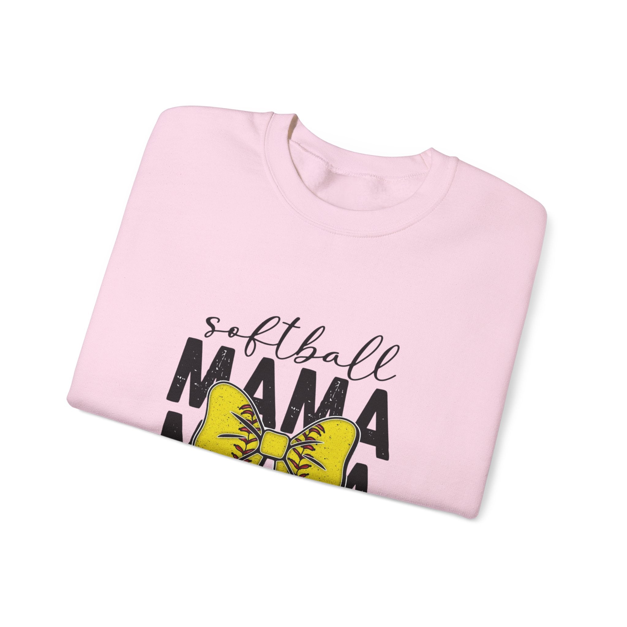 Softball Mama Crewneck Sweatshirt - Yellow Bow Softball Mom Pullover