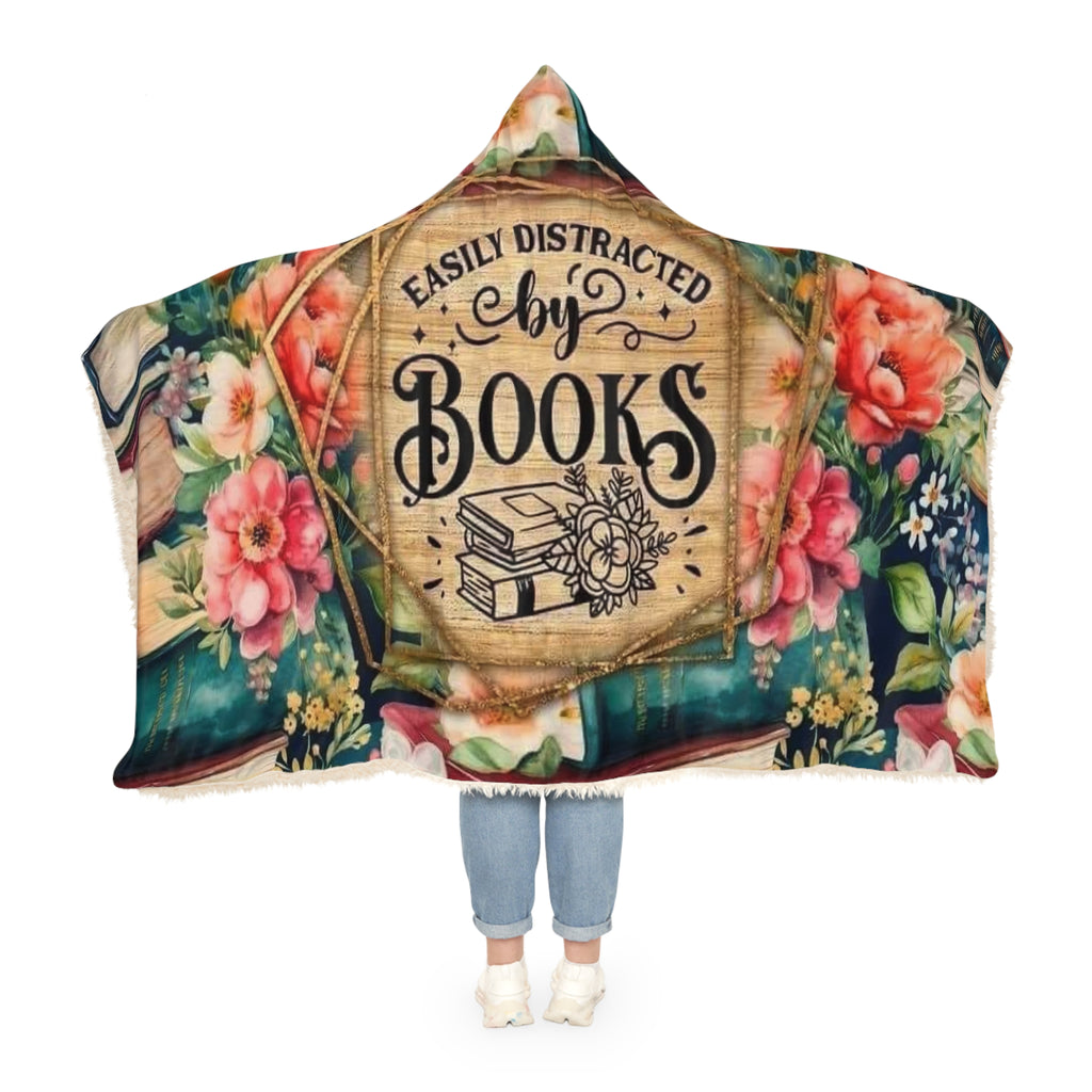 Easily Distracted by Books Hooded Blanket — Floral Reader Throw