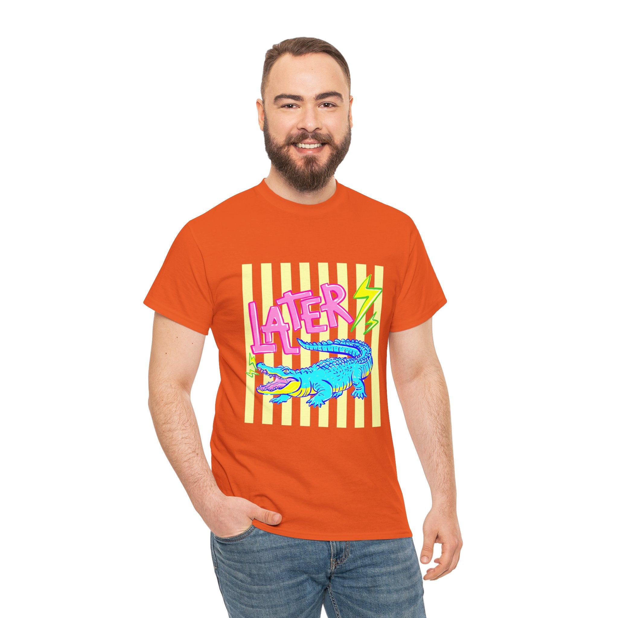 Later Gator Graphic Tee - Neon Retro Alligator Shirt