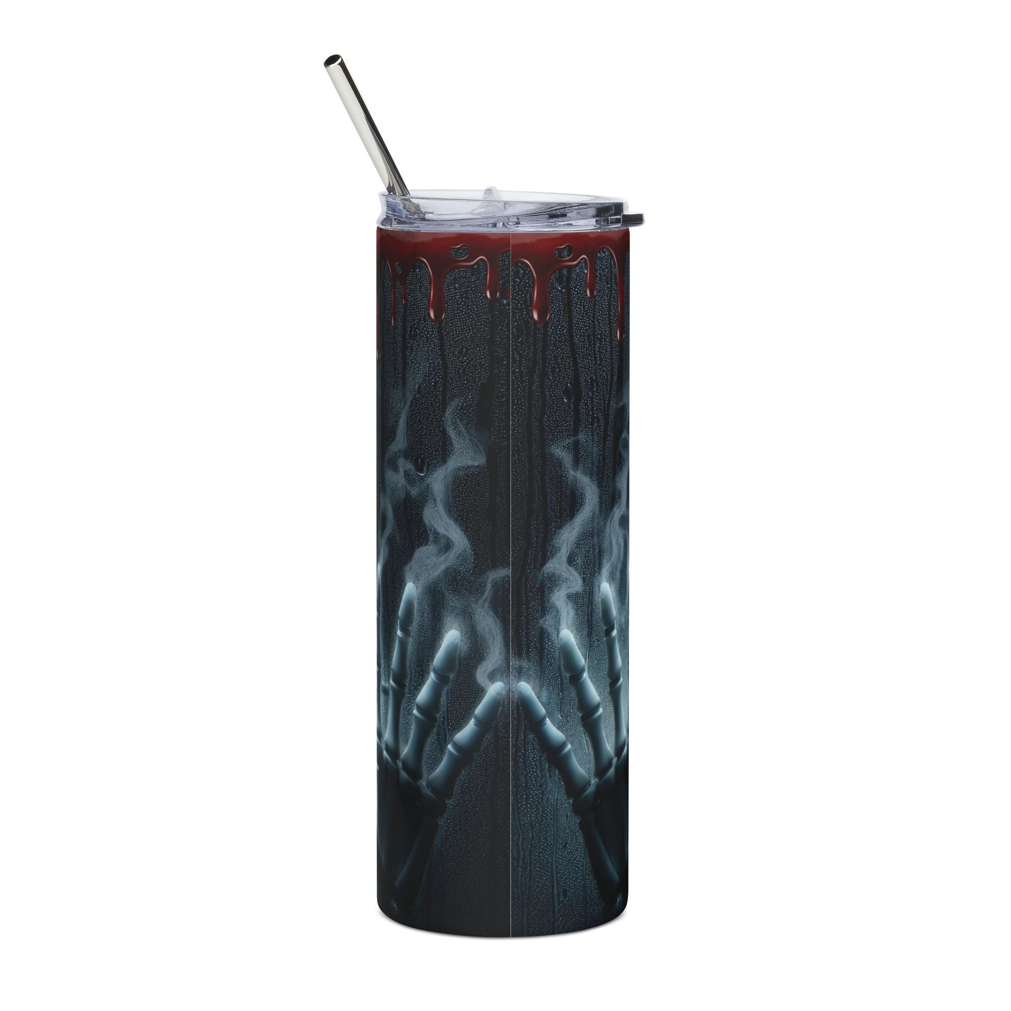20oz Stainless Steel Tumbler – Gothic Skull Drip Design (Bloody Edge)
