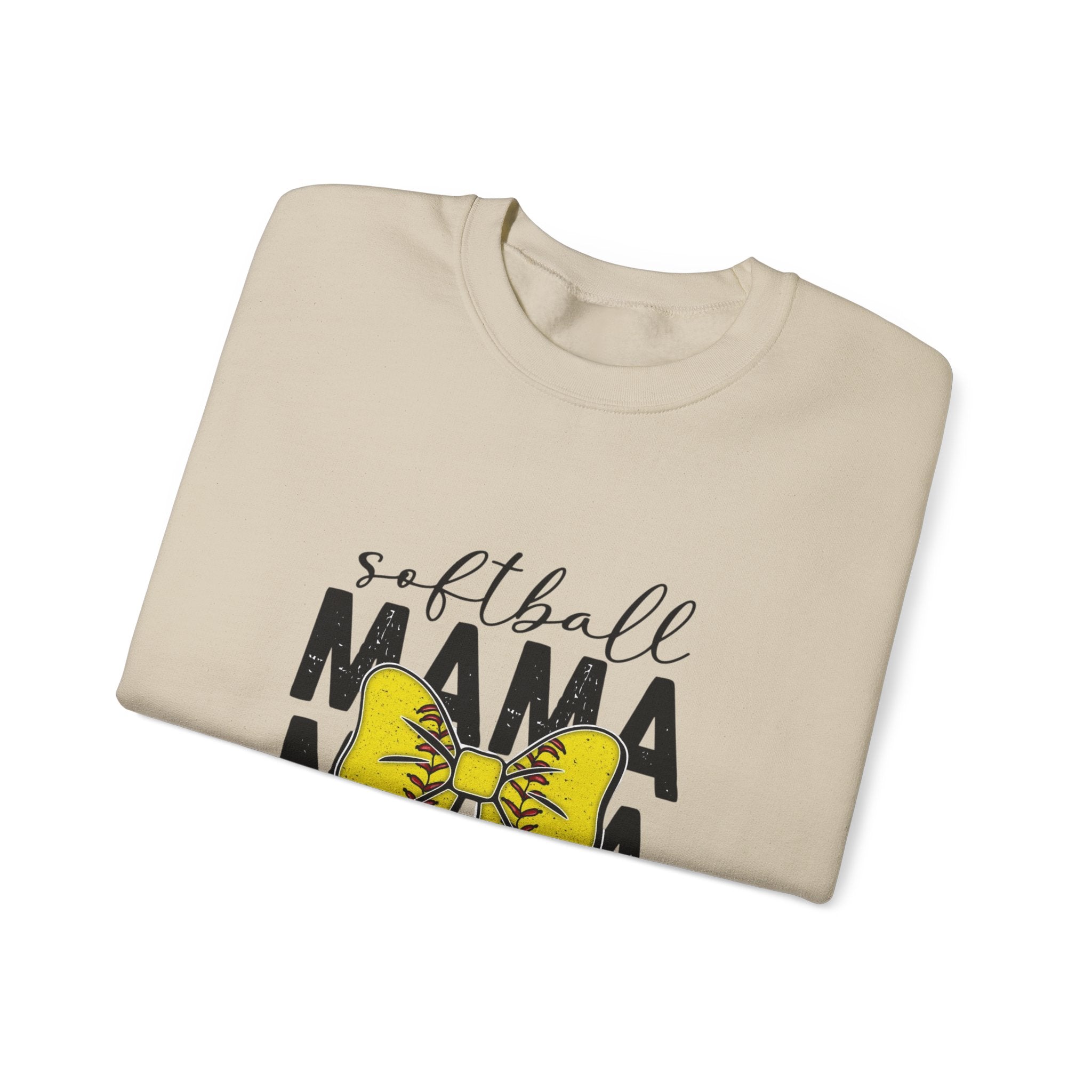 Softball Mama Crewneck Sweatshirt - Yellow Bow Softball Mom Pullover
