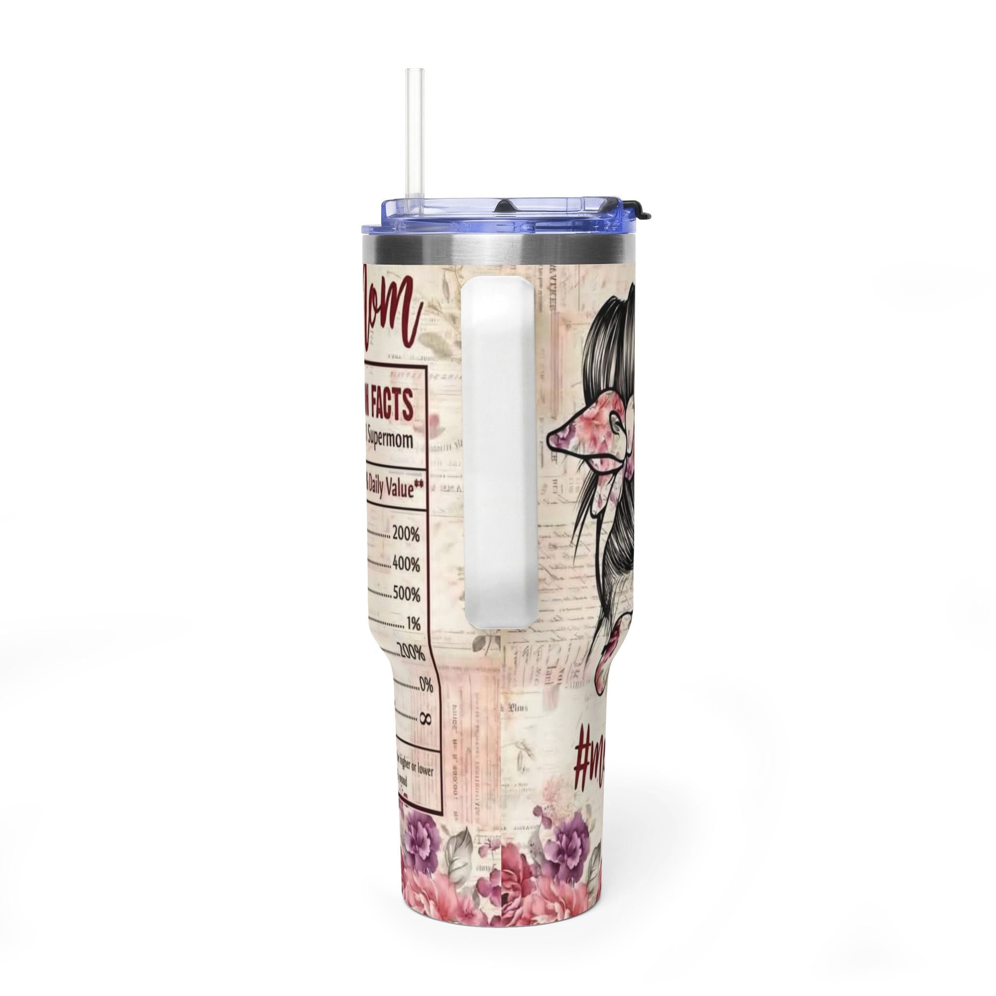 40oz Mom Life Vacuum Tumbler – Floral Momlife Travel Mug