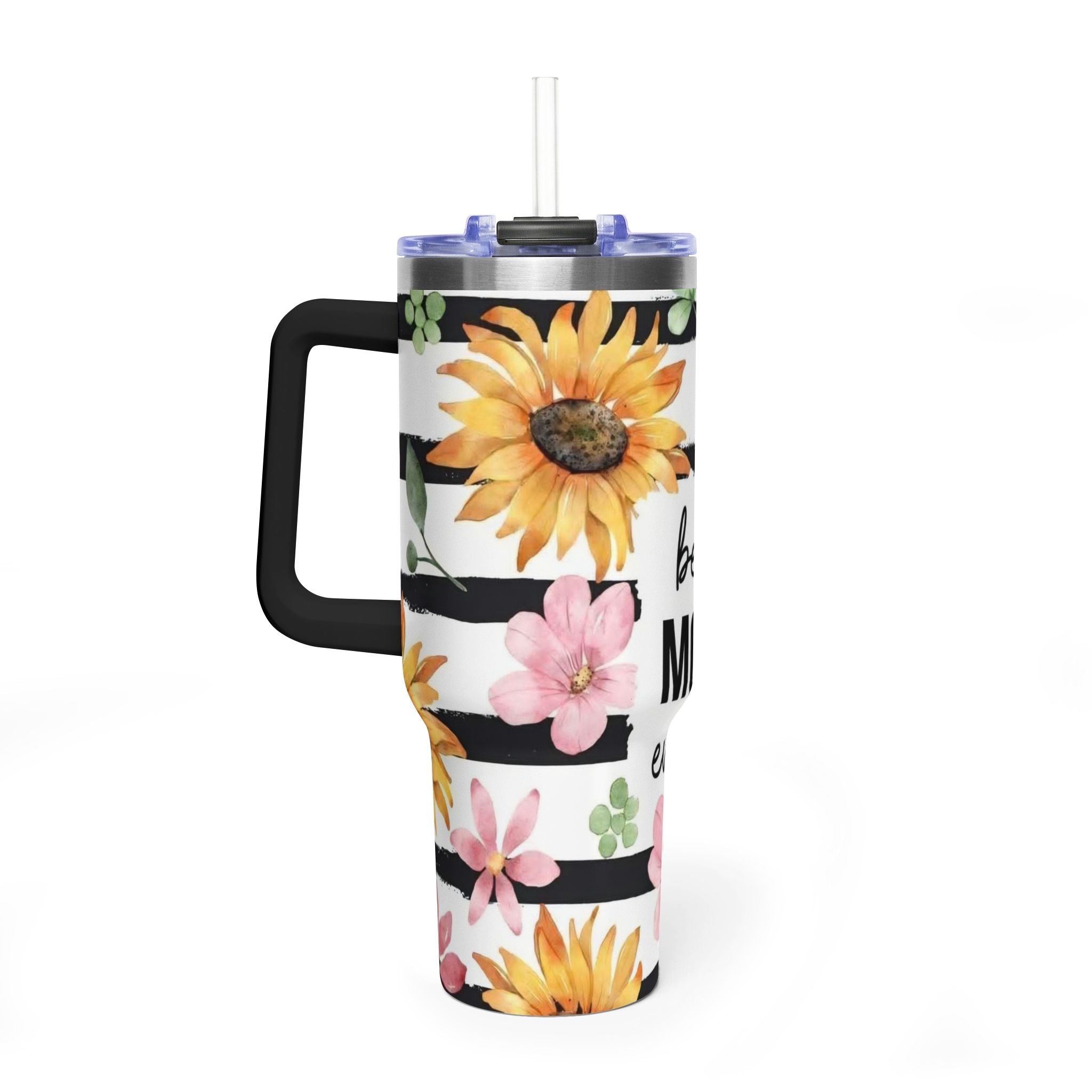 Best Mom Ever 40oz Vacuum Tumbler – Floral Sunflower Travel Cup