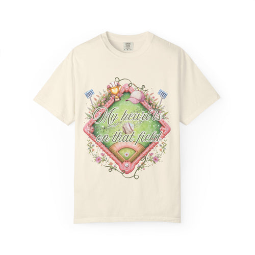 Baseball Field Floral T-Shirt — "My Heart's on That Field"