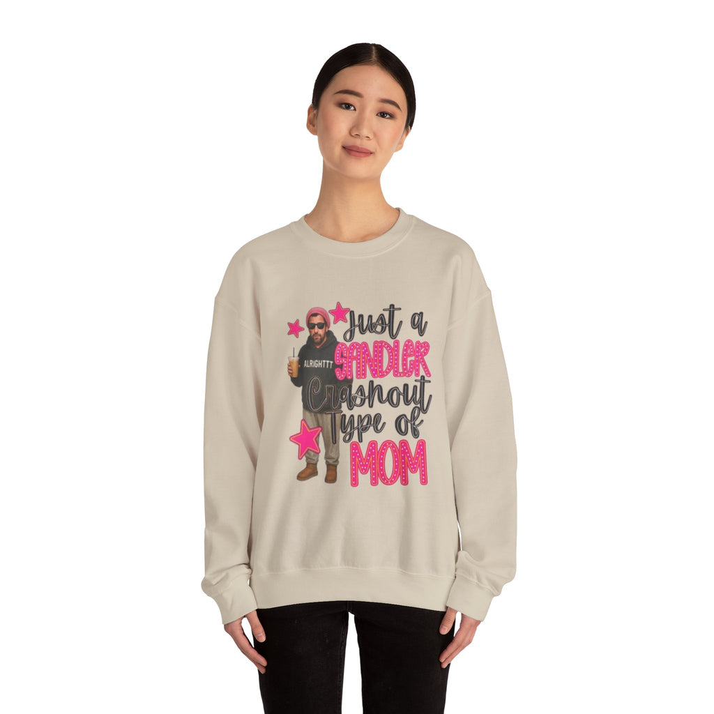 Crewneck Sweatshirt — “Just a Tinder Swipe Away Type of Mom” Funny Mom Graphic