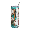 Baseball Mom 20oz Stainless Steel Tumbler - Teal Heart & Bat Design