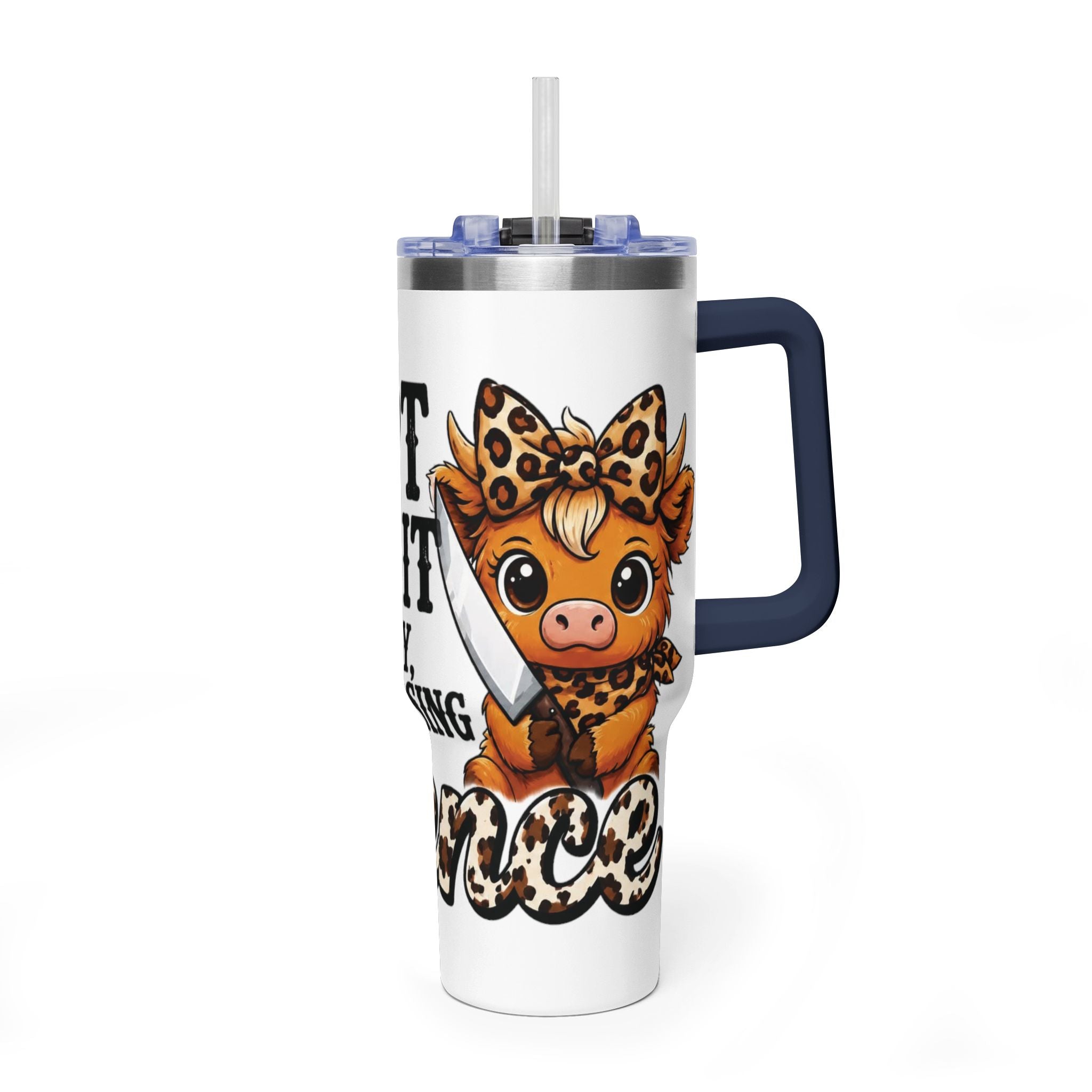 40oz Insulated Tumbler – "I Slept Like Shit So Today Will Be Chaos" Leopard Accent