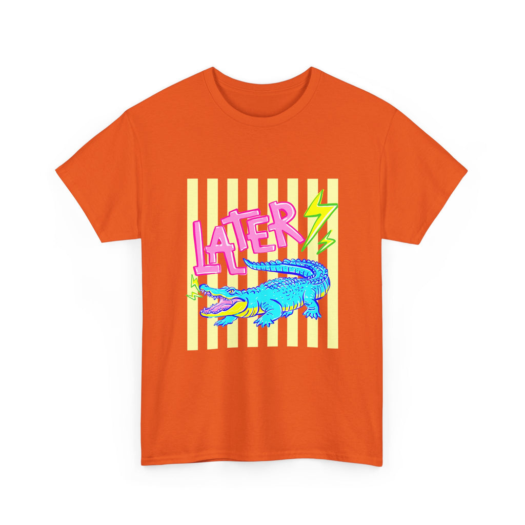 Later Gator Graphic Tee - Neon Retro Alligator Shirt