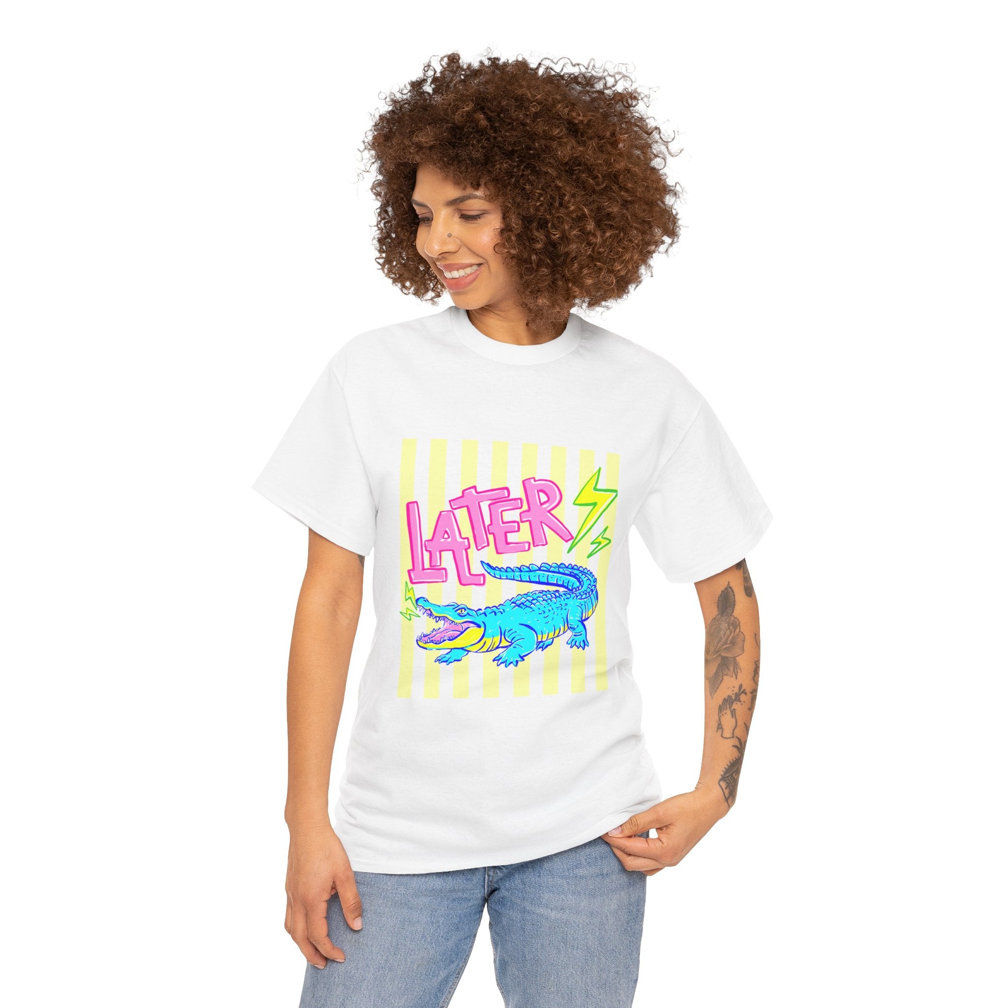 Later Gator Graphic Tee - Neon Retro Alligator Shirt