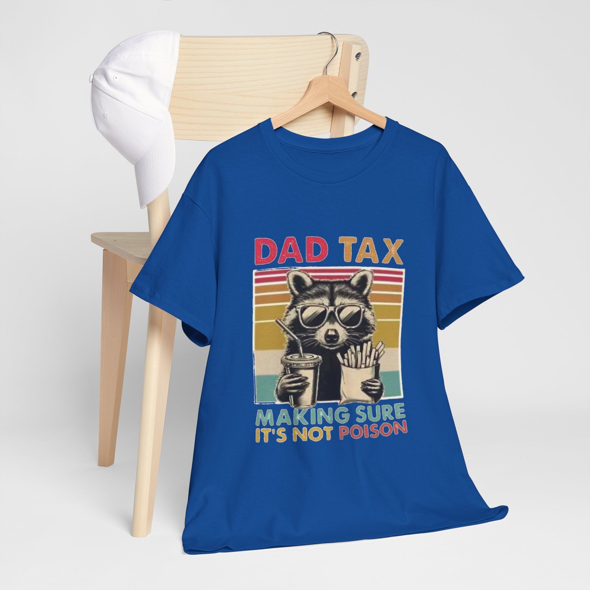 Dad Tax T‑Shirt – Retro Raccoon “Making Sure It’s Not Poison” Funny Father’s Day Tee