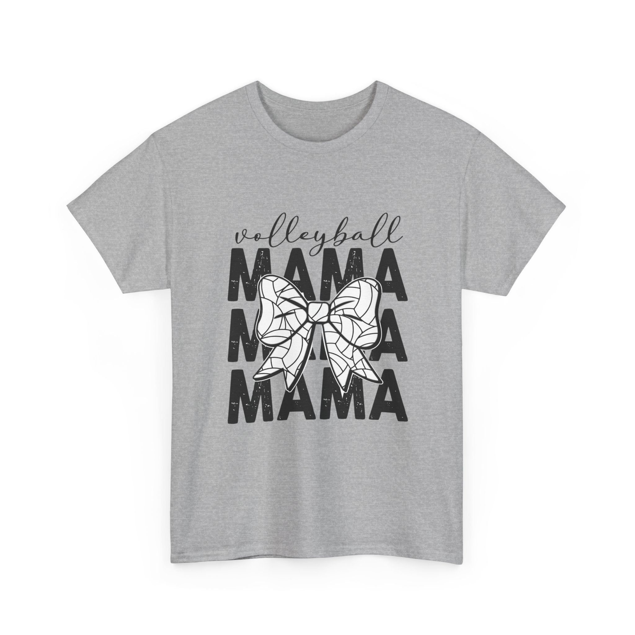 Volleyball Mama T-Shirt — Sporty Mom Graphic Tee with Volleyball Bow