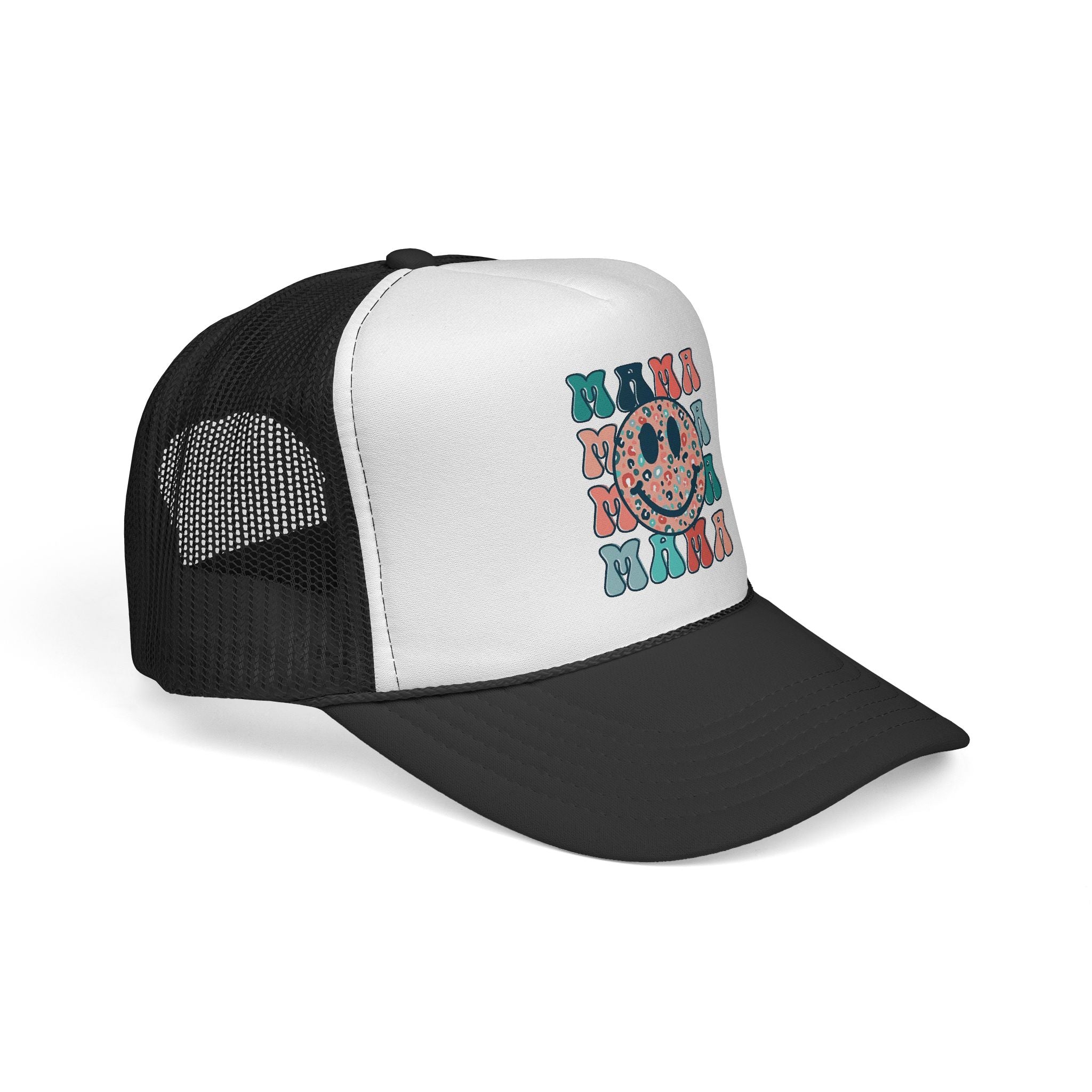 Smiley Donut Pattern Trucker Cap | Retro Typography