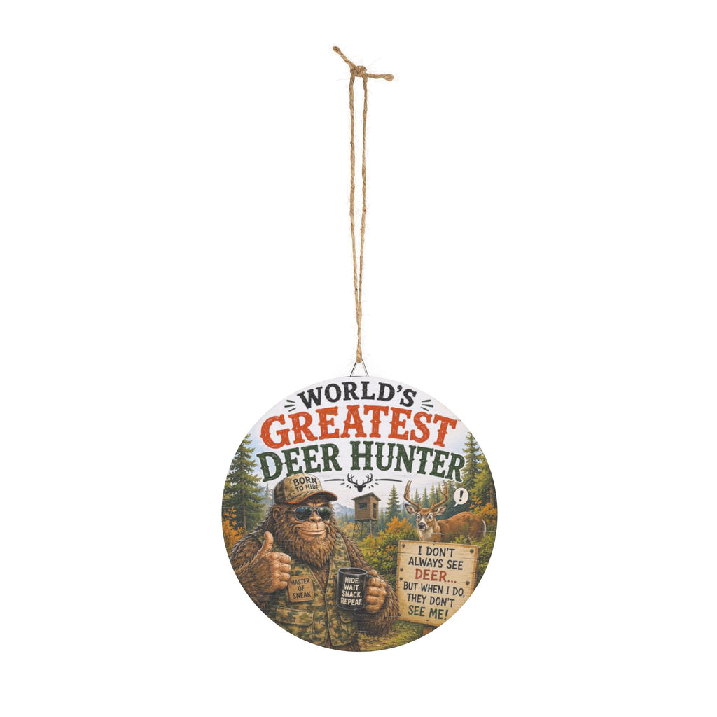 World's Greatest Deer Hunter Round Wood Sign – Funny Hunting Cabin Decor