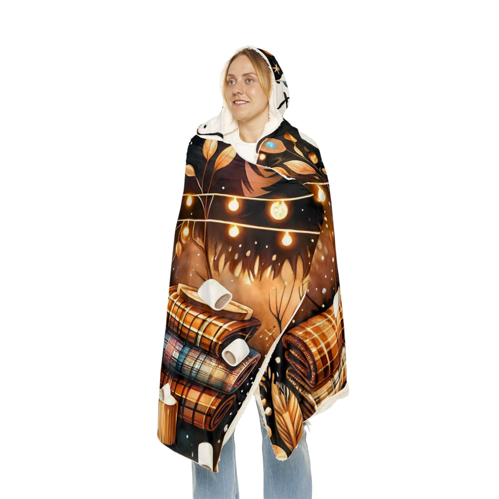 Bonfires & Blankets Hooded Blanket — Cozy Autumn Campfire Throw