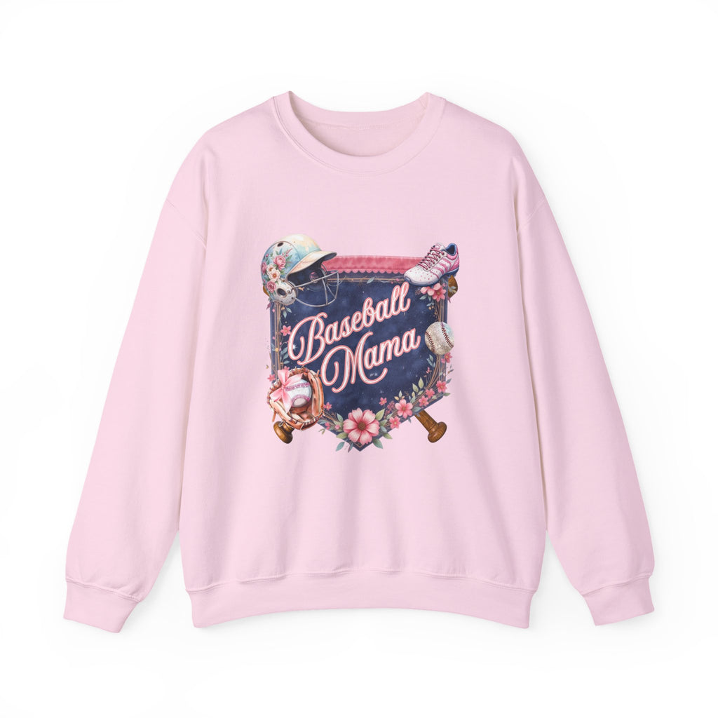 Baseball Mama Sweatshirt — Floral Helmet & Glove Crewneck for Moms